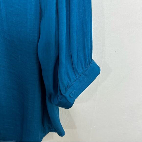 Joie V Neck Blue Turquoise Polyester Blouse Size 1X - Picture 7 of 12